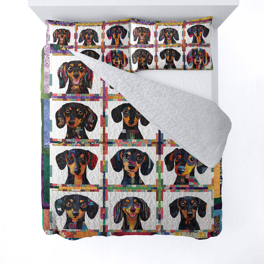 Ceeprints All Season Quilt 3-Piece Set Happy Dachshund