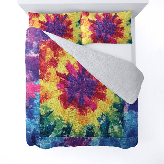 Ceeprints All Season Quilt 3-Piece Set Rainbow fabric pattern