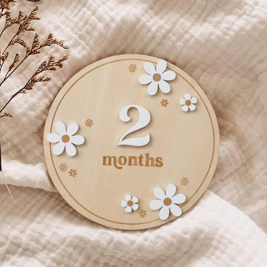 Ceeprints® Set Wooden Baby Month Cards Newborn Milestone