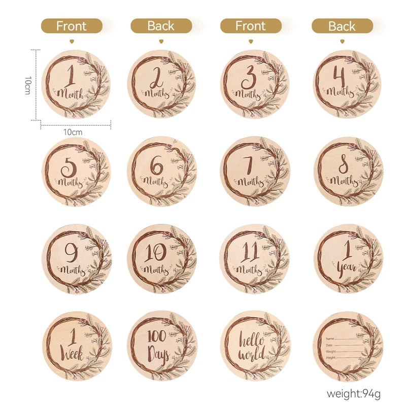 Ceeprints® 8Pcs Wooden Baby Milestone Cards