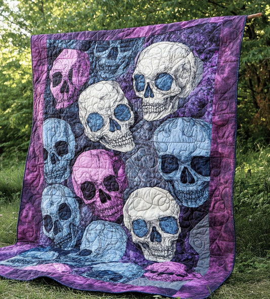 Ceeprints All Season Quilt 3-Piece Set Purple Skull